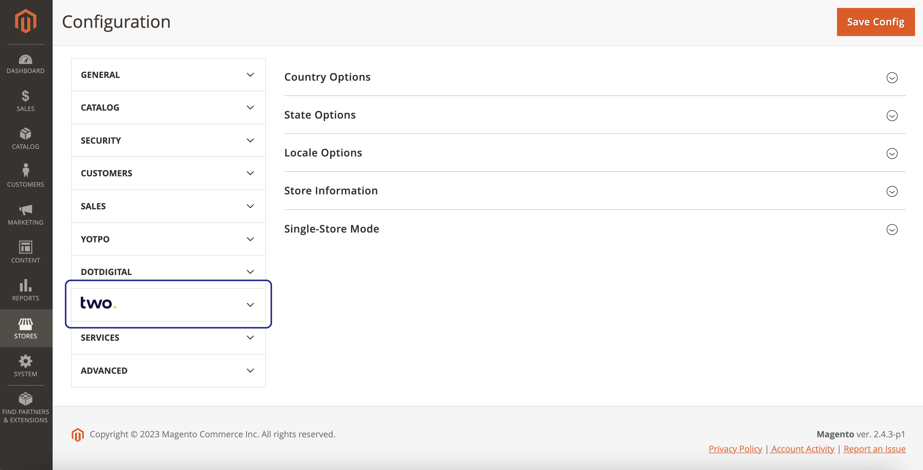 Two in Magento backend