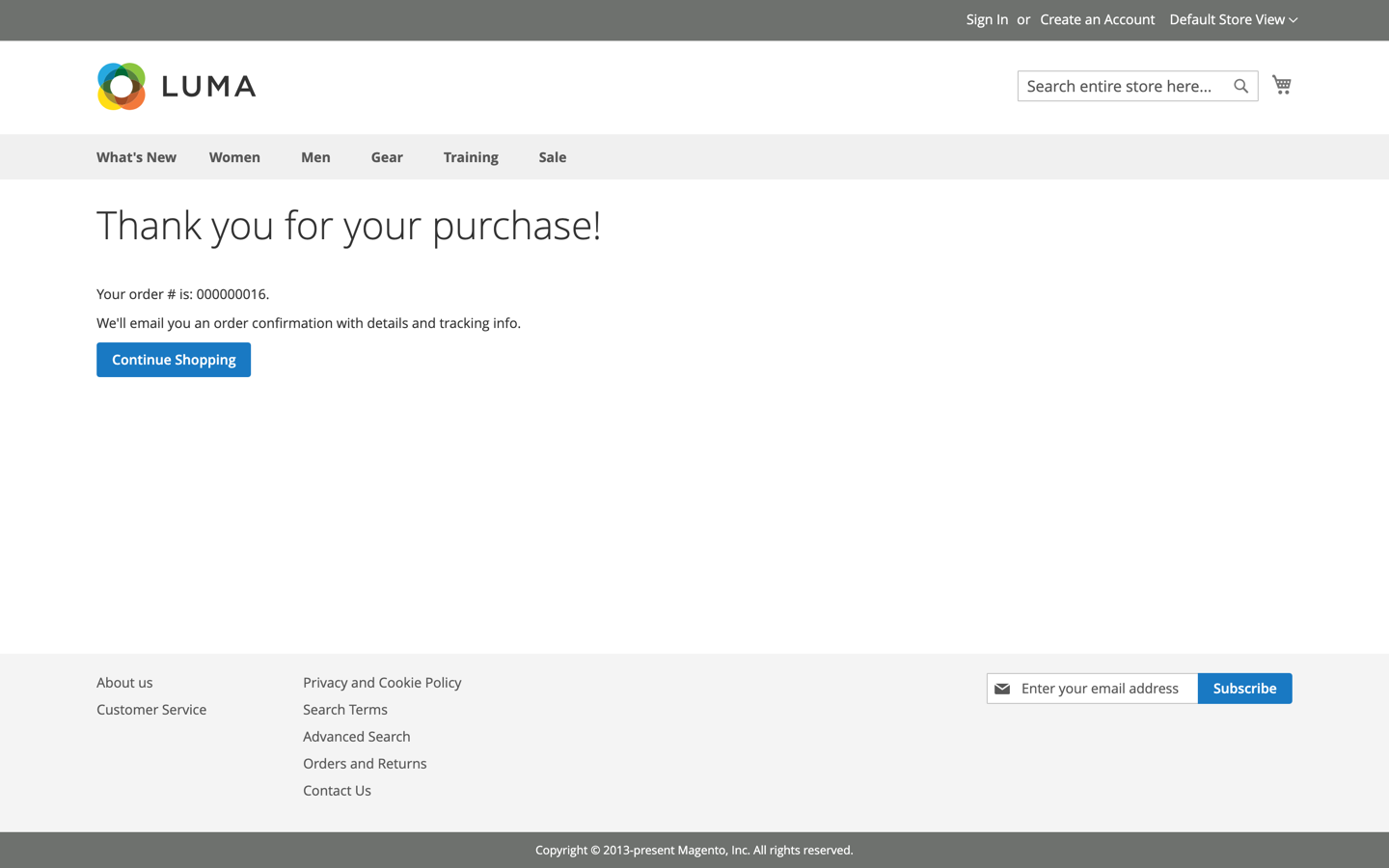 Order confirmation