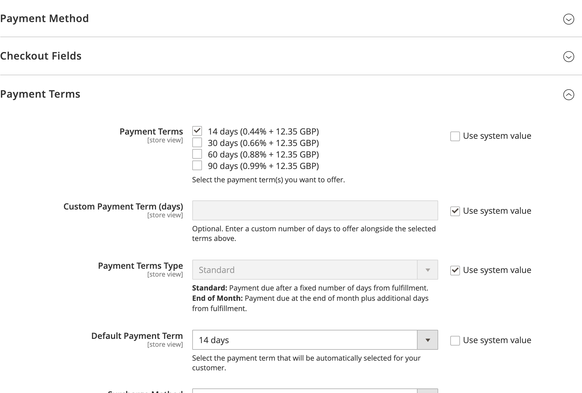 Payment configuration part 1