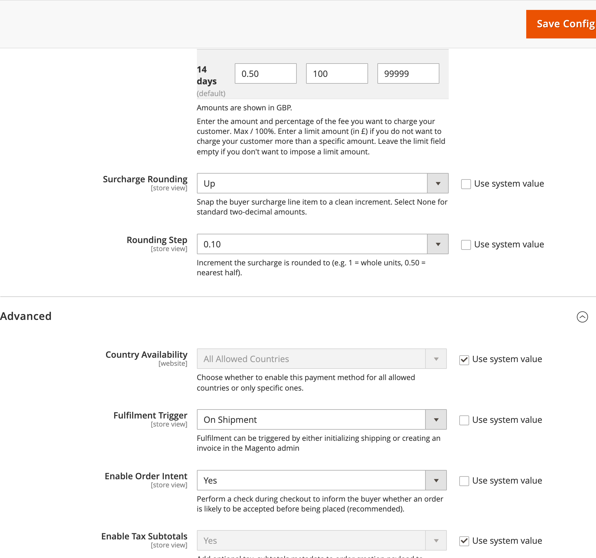 Payment configuration part 2