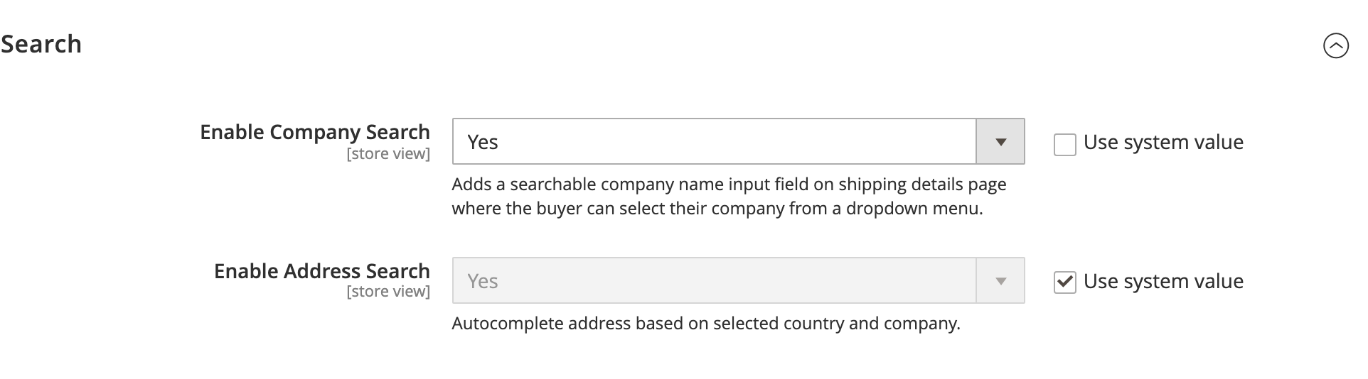 Search configuration