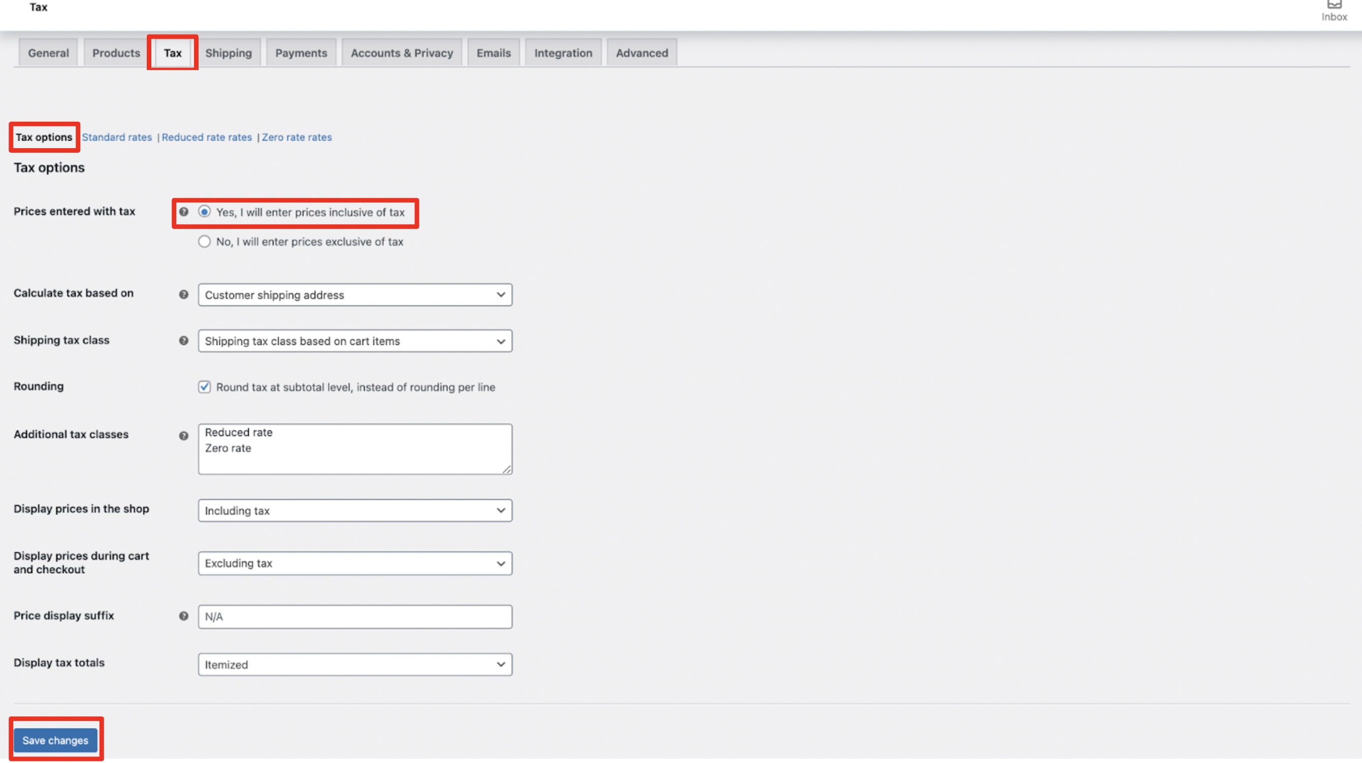 Configure taxes step 2