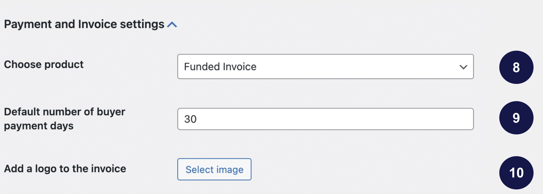 Invoice settings