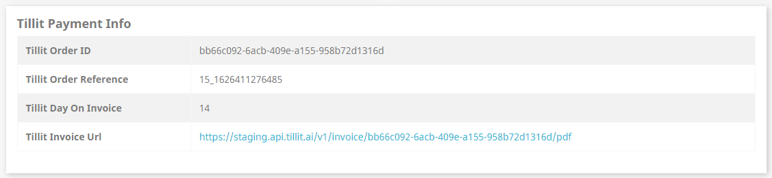 Customer order confirmation