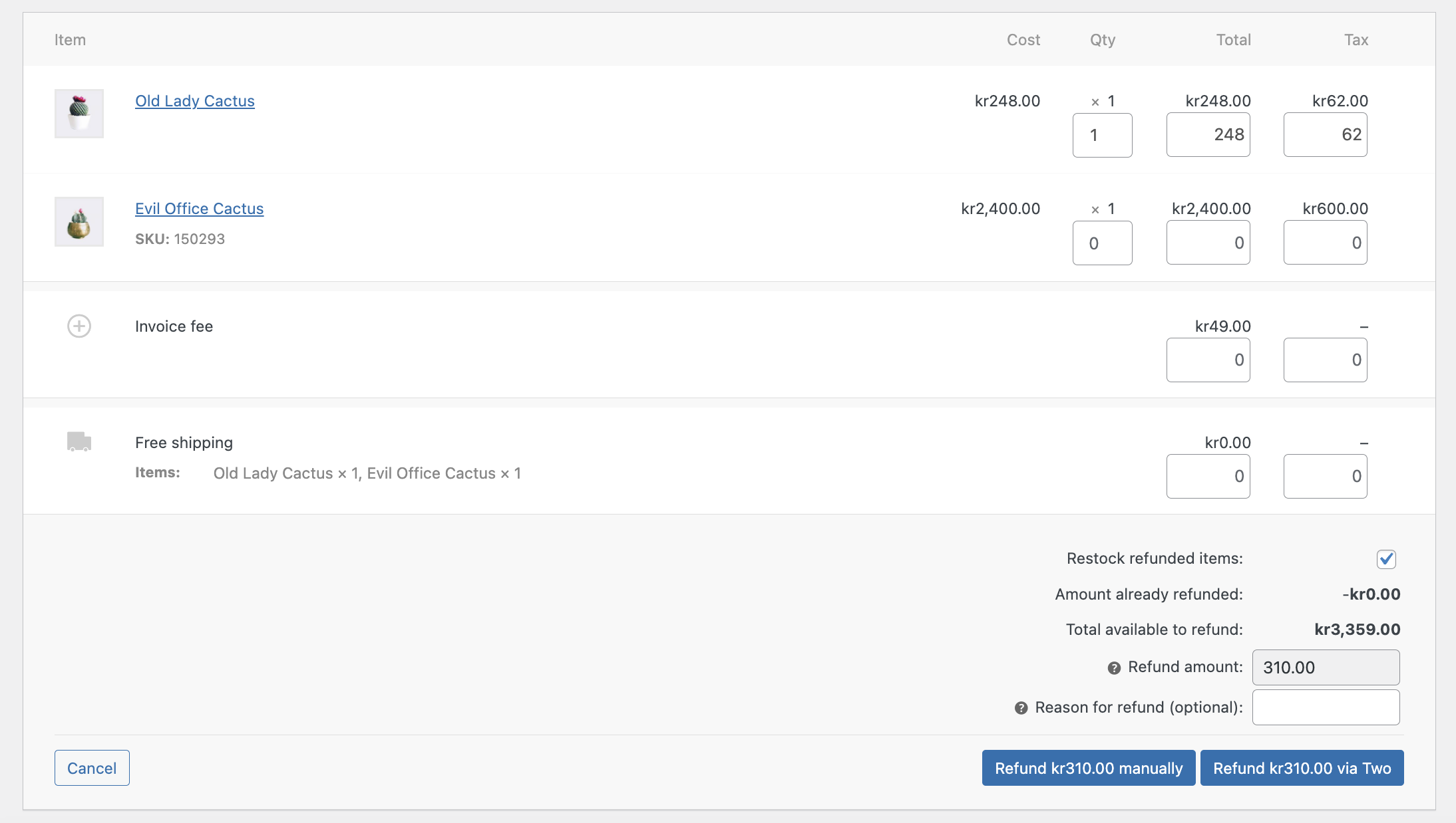 Refund edit