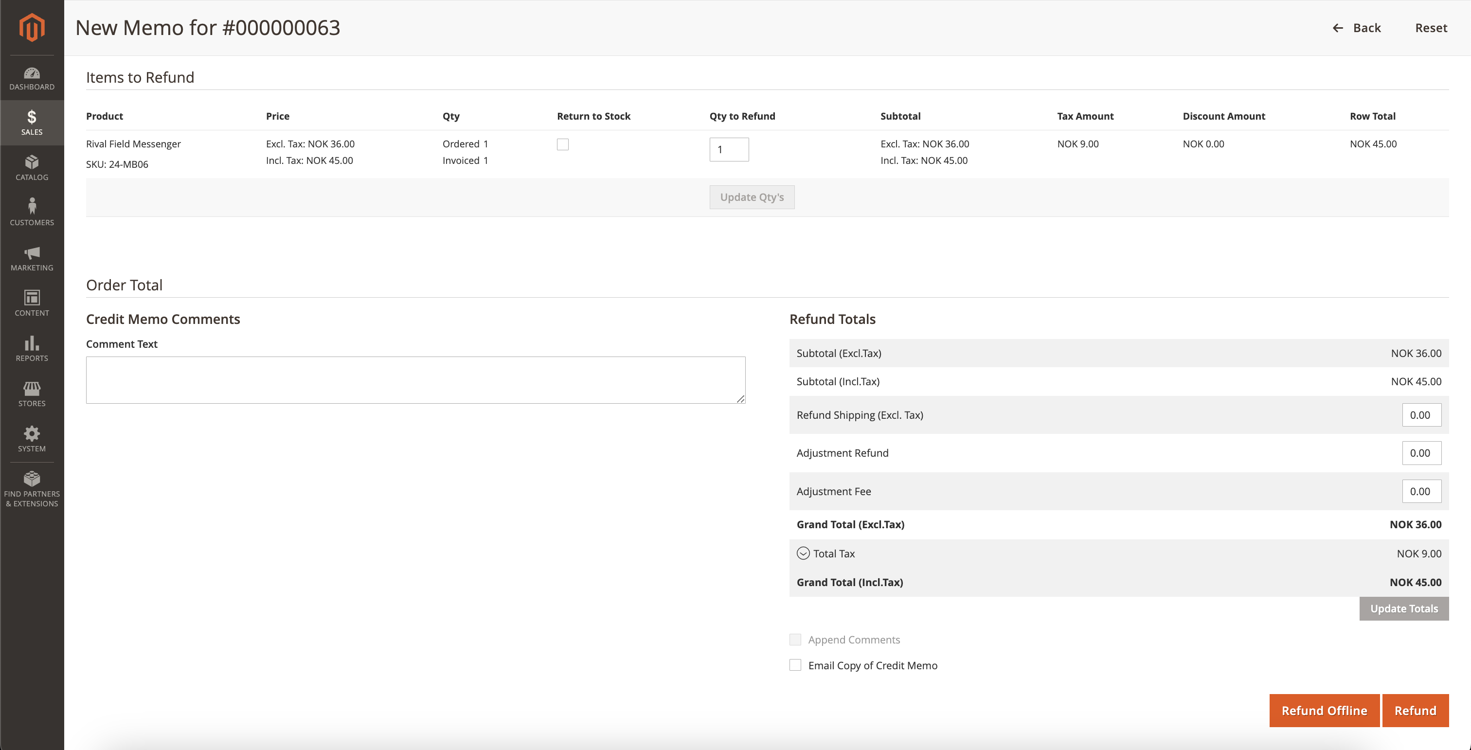 Screenshot of Magento backend showing Two configuration General tab