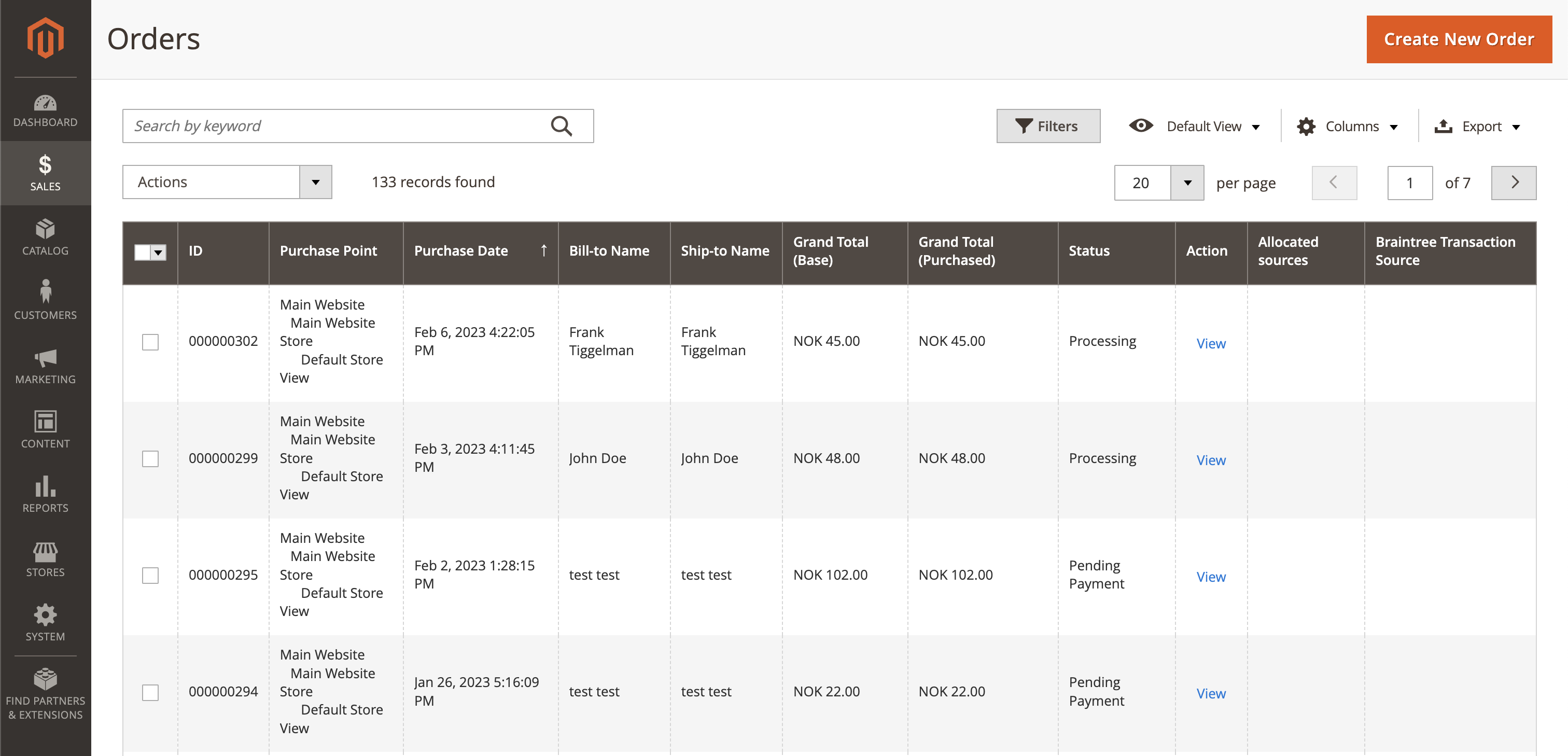 Screenshot of Magento backend showing Two configuration General tab